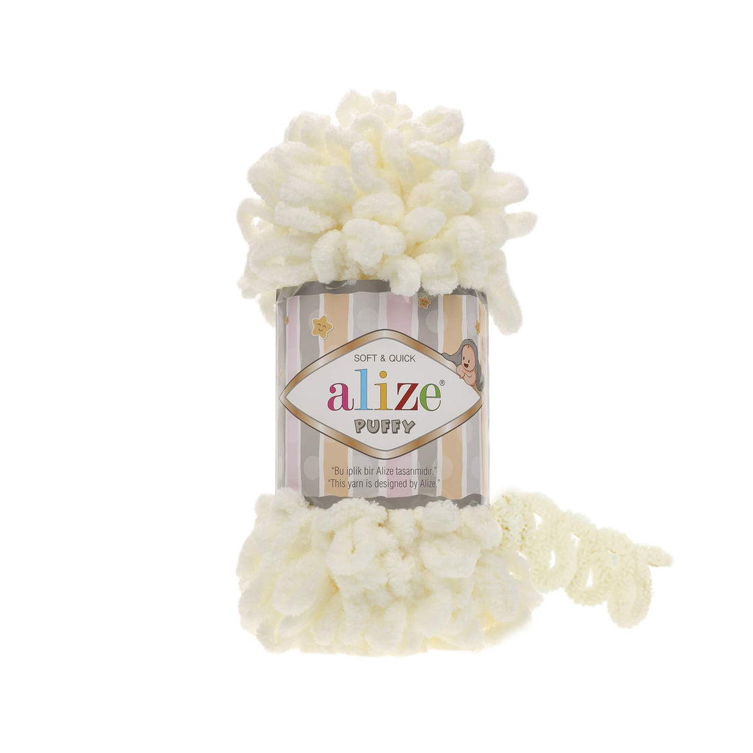 Alize Puffy Hand Knitting Yarn (Light Cream White No. 62)