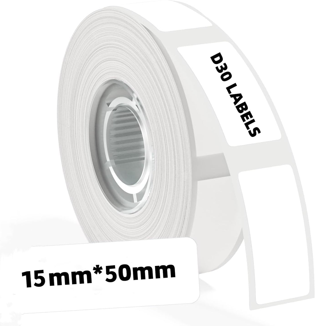 D30 Thermal Label Tape - 15mm x 50mm(0.59 * 1.96â€) White Replacement Labels - Waterproof & Oil-Resistant Sticker Paper for Phomemo D30 Label Maker - 150 Labels/Roll (1 Roll)