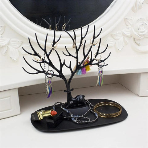 Whimsical Jewelry Racks - Deer Antler Tree Jewelry Stands Funny Jewelry Stands with Tree Branches for Earrings, Necklaces, Bracelets, Lipstick, Watches, Keys