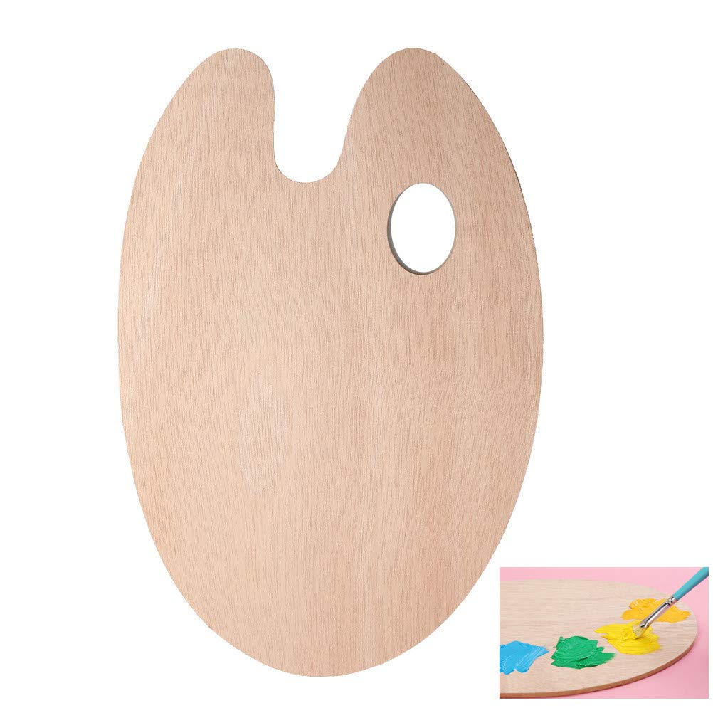 SATOHA nuoshen Wooden Paint Palette, Paint Mixing Palette with Thumb Hole for Oil Paint Acrylic Watercolor, 300mm*200mm/11.81 * 7.87inch