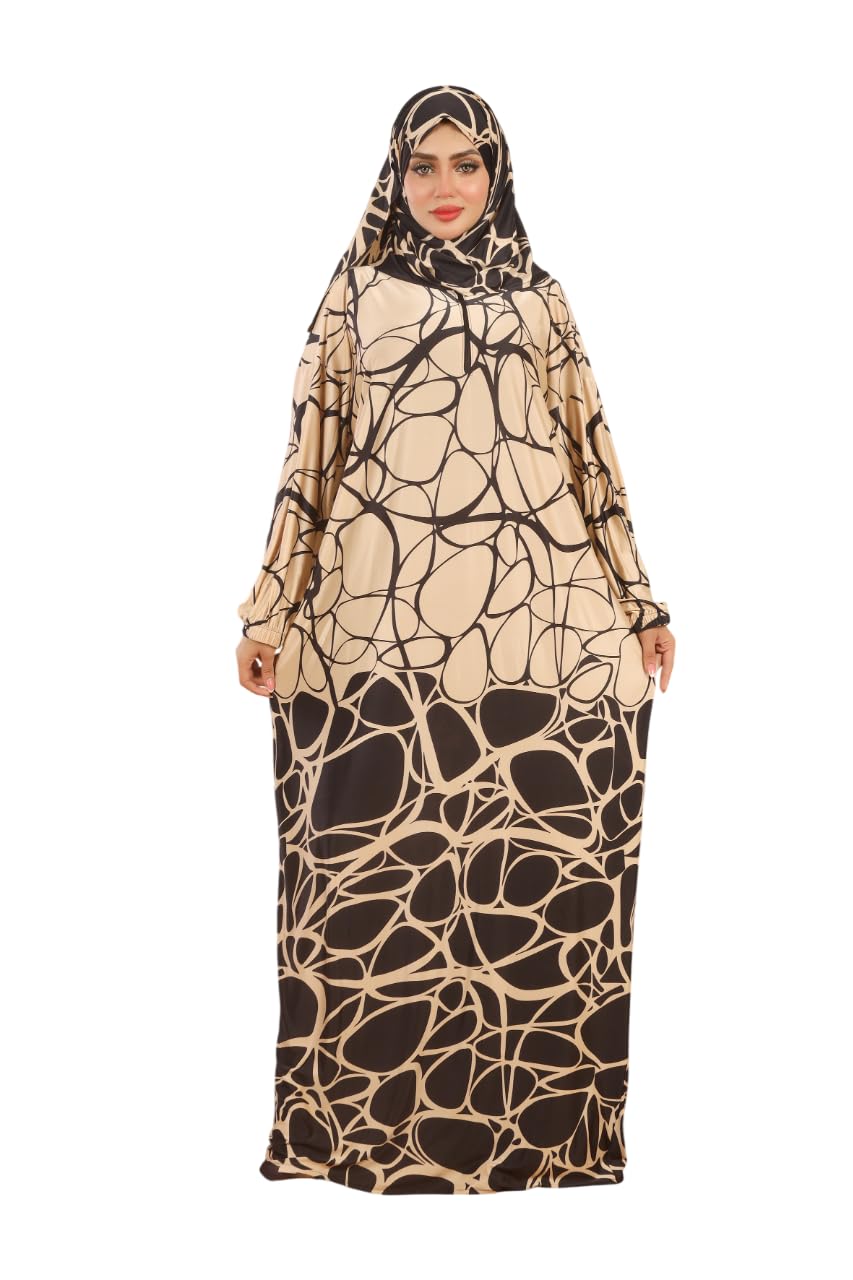 Isdal Modern Pattern Black in Beige with Symmetrical Veil – Modest Elegance Every Day Kayan for Trade and Distribution Code 3018