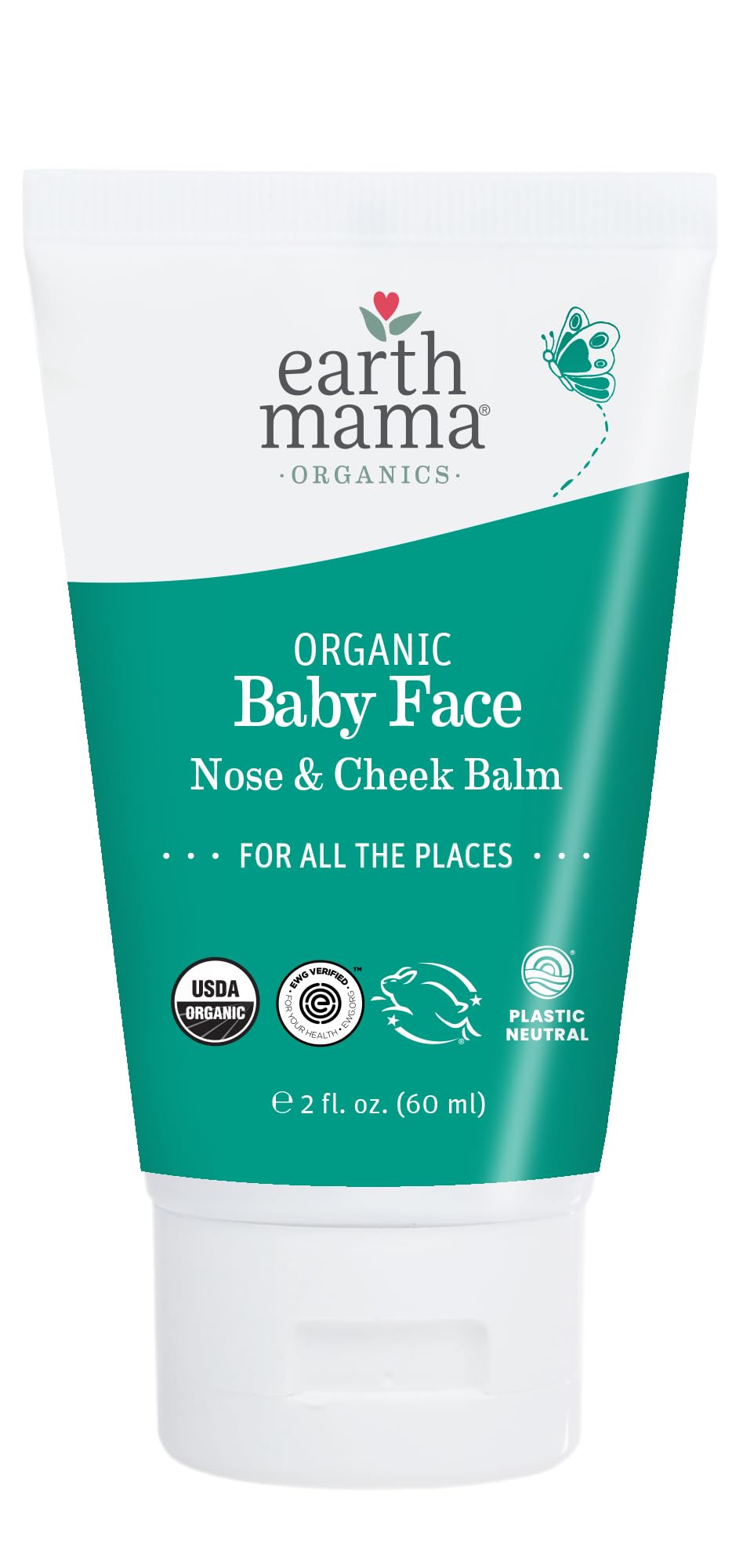 Organic Baby Face Nose & Cheek Balm for Dry Skin by Earth Mama | Natural Petroleum Jelly Alternative, 2-Fluid Ounce