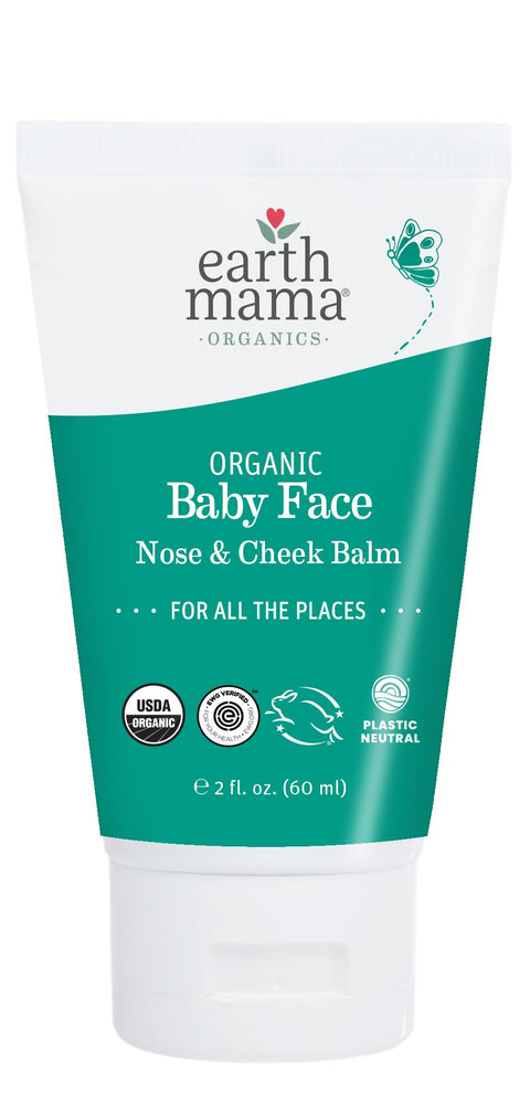 Organic Baby Face Nose & Cheek Balm for Dry Skin by Earth Mama | Natural Petroleum Jelly Alternative, 2-Fluid Ounce