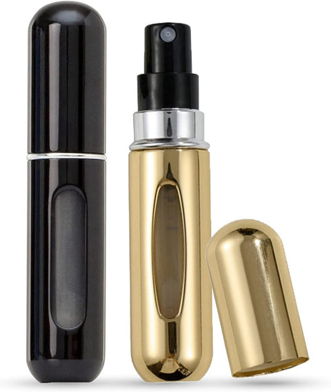 Refillable Perfume Atomizer 5ml Mini Travel Spray Bottle Set, Portable Fragrance Container for Handbag, Purse, Luggage, Holidays, Night Out, Reusable Empty Perfume Dispenser – Multicolor - 2 Pcs