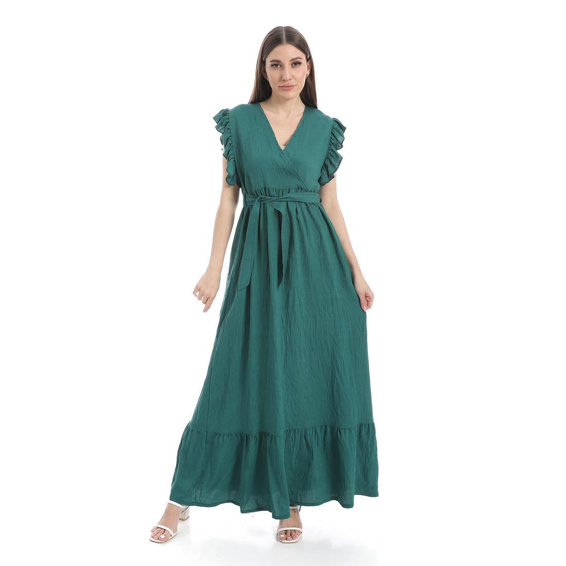 CAESAR Women's sleeveless linen dress,Dark Green,L