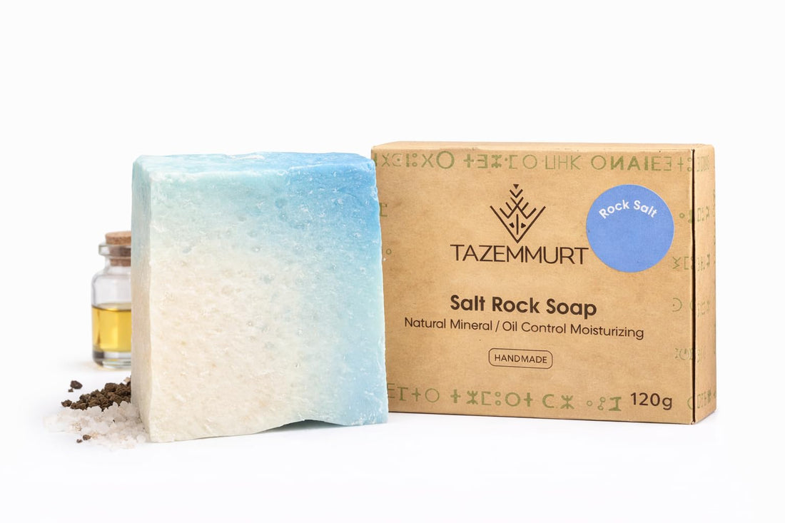 Tazemmurt Salt Rock Soap – Handmade Natural Mineral Soap Bar – Oil Control & Deep Cleansing – Moisturizing Formula – 120g