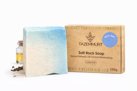 Tazemmurt Salt Rock Soap – Handmade Natural Mineral Soap Bar – Oil Control & Deep Cleansing – Moisturizing Formula – 120g