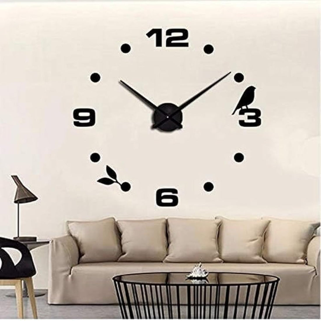 Home Gallery Modern 3D Wall Clock with Bird Detail 80 cm