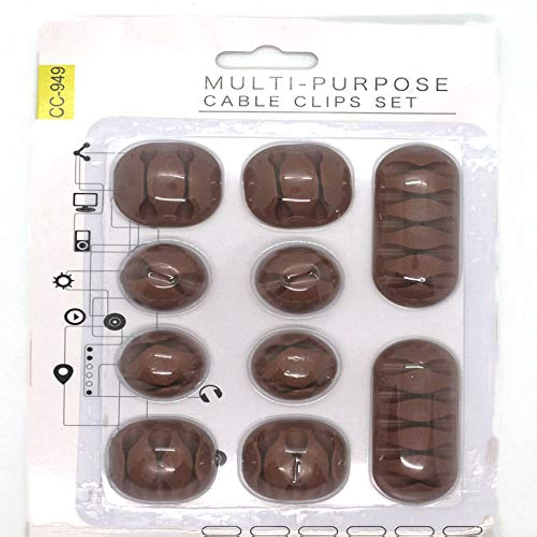 Cord Management, 10 Pieces Multi Purpose Cable Clips Set Holders Cell Phone USB Organizer Desktop