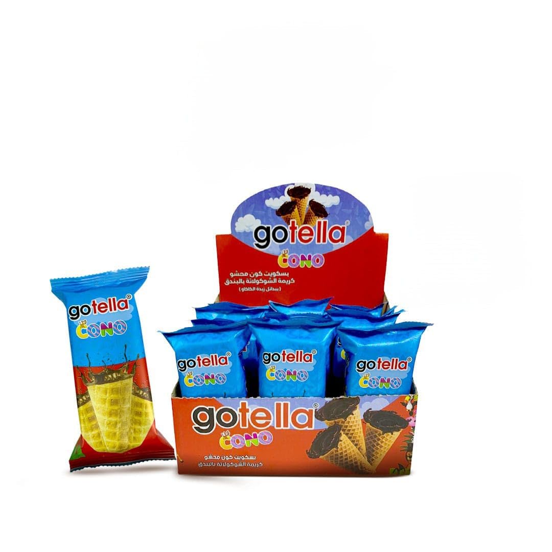 Gotella Cone Biscuits Filled With Chocolate Spread with Hazelnut 25 g x 12 Pieces