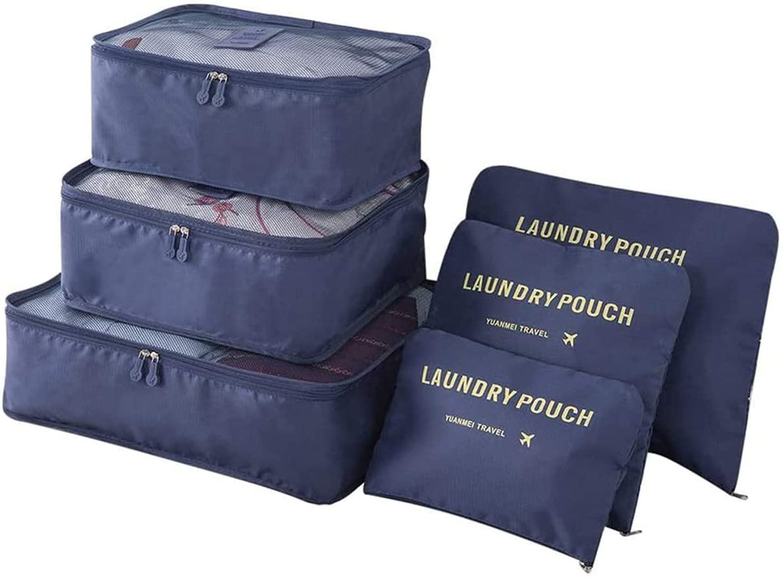 KASTWAVE Storage Bag Travel Luggage Organizer 6 Set for Suitcase Packing Organizer Travel Packing Pouches Packing Cubes Clothes Sorting Package, Navy