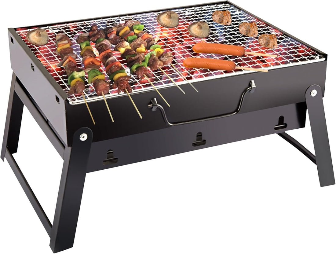 Grilling Tools (Charcoal Grill Foldable Barbecue Stand with Handle, Portable Tabletop Grill for Cooking and Air Grilling)