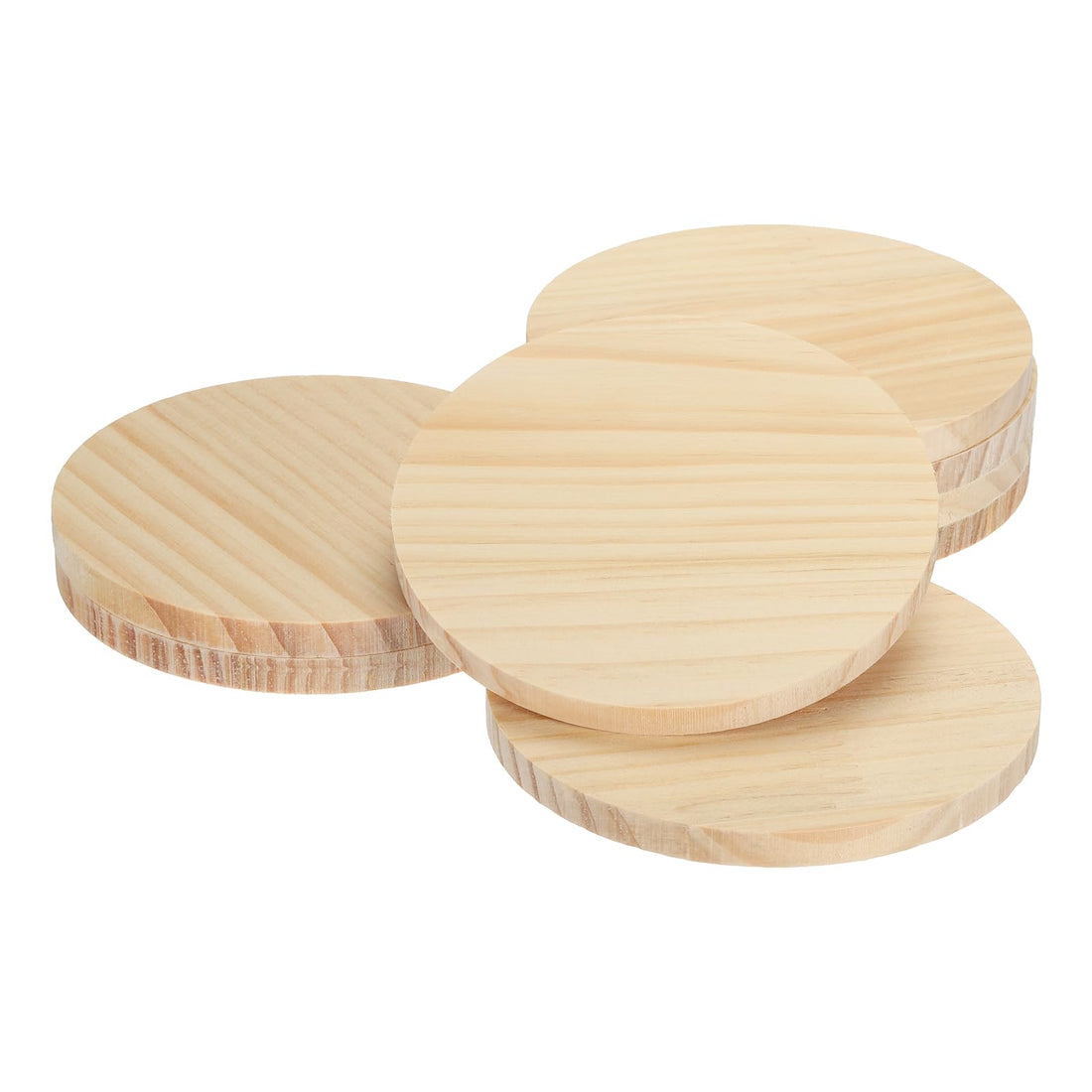 PATIKIL 100x8mm Unfinished Wooden Coasters, 8 Pack Round Wood Coasters Blank Wood Pieces Wooden Slices for Crafts Painting DIY Engraving Wood, Style 2