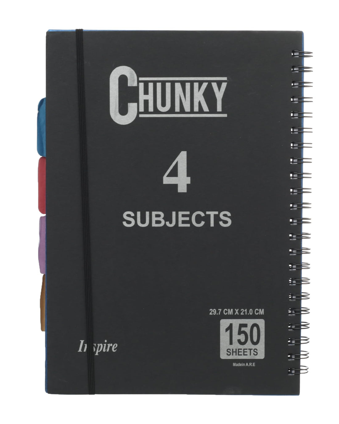 Spiral Lined Notebook A4, 150 Pages, 4 Dividers With Hard Cover, Perfect For Jotting Down Ideas, Sketching On The Go - Multi Colour