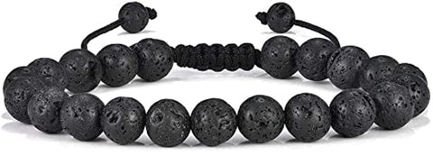 Tiger Eye Men's Bracelet Gifts - 8mm Tiger Eye Lava Rock Stone Men's Anxiety Bracelets, Stress Relief Adjustable Tiger Eye Bracelet Aromatherapy Essential Oil Diffuser Lava Bracelet Gifts for Men
