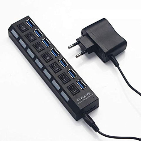 7 Port USB 2.0 HUB High Speed Connector With 2A Power Adapter For Laptop PC Computer91037_ with two years guarantee of satisfaction and quality