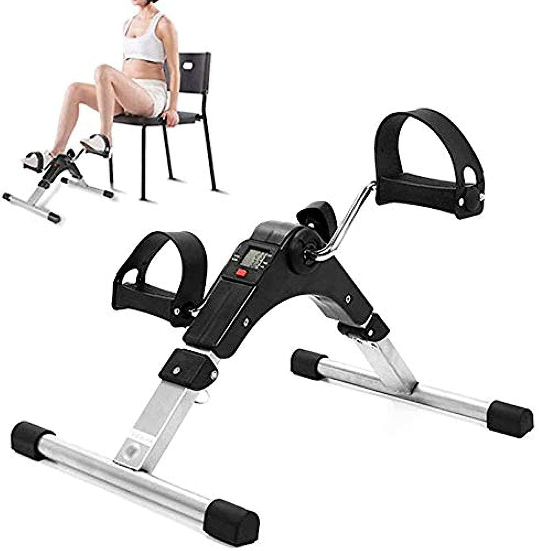 COOLBABY Home Exerciser,Folding Fitness Pedal Stepper Exercise Machine LCD Display Indoor Cycling Bike Stepper with Adjustable Resistance For Home Office Gym