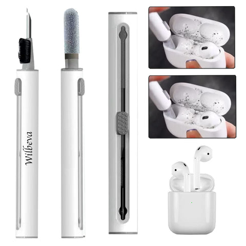 Wilbeva 2022 cleaner kit for airpods, bluetooth earbuds cleaning pen for airpods pro 1 2 3 samsung mi android earbuds, 3 in 1 compact multifunctional headphones case cleaning tools, Wireless