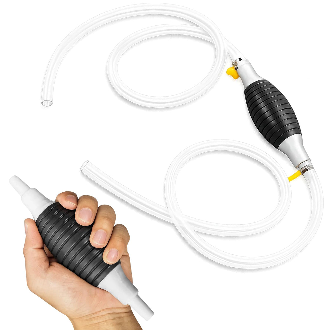 Syphon Pump, 2m Siphon Pump Kit, Hand Water Pump for Fuel Transfer, Fish Tank Water Change, Garden Equipment, Transparent PVC Syphon Tube