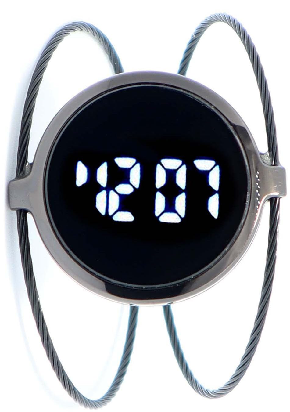 KM Technology Touch Digital Quartz Women Formal Stainless Steel Wristwatch -