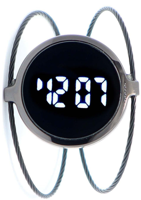 KM Technology Touch Digital Quartz Women Formal Stainless Steel Wristwatch -