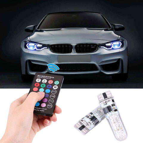 4pcs T10 RGB Car Lights Colorful LED Bulbs with Remote Control for Various Car Interiors