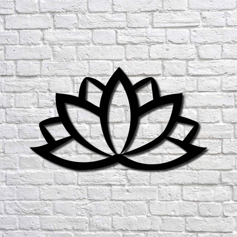 Wooden Wall Art Mini Lotus Interior - Black