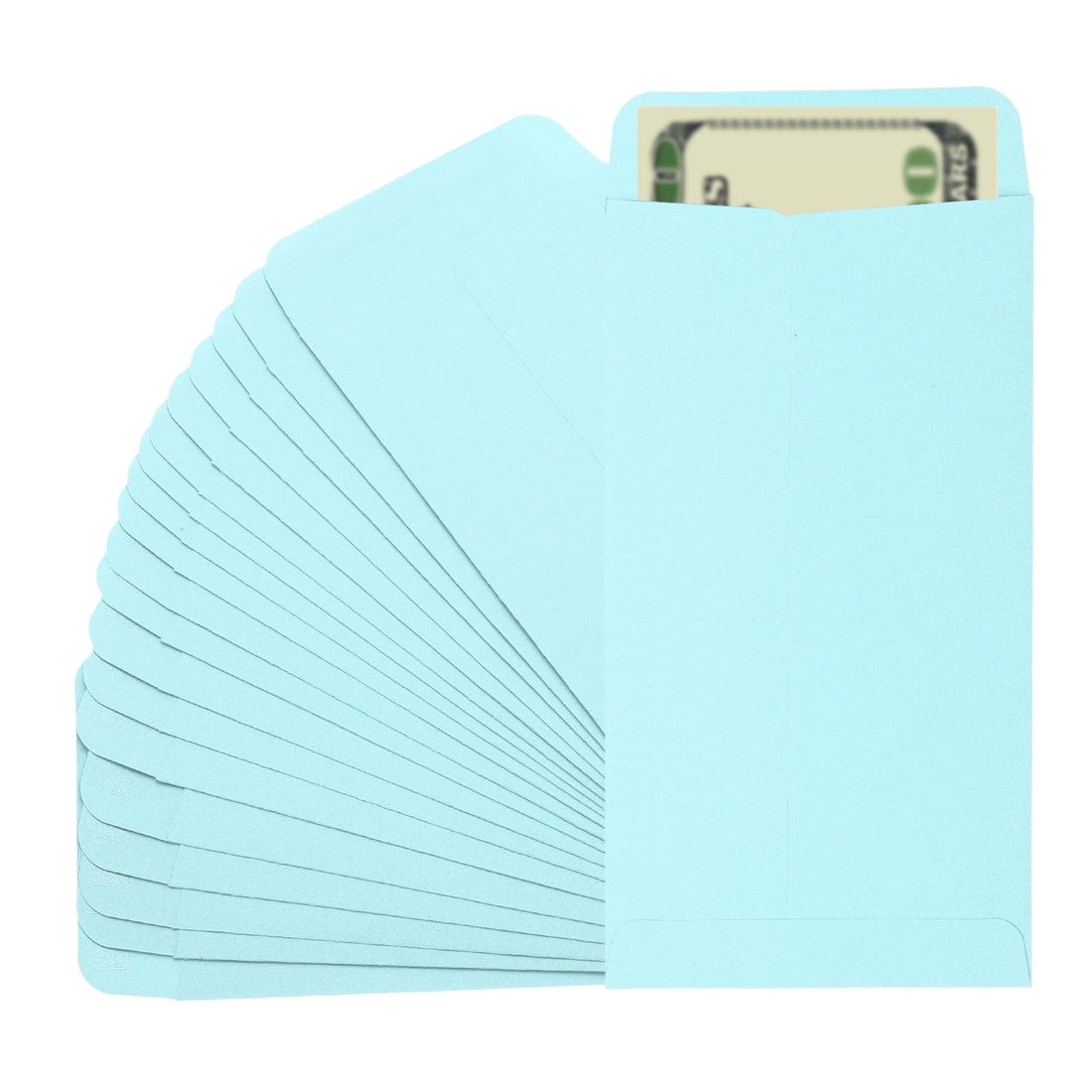 PATIKIL Money Envelope, 25 Pack 6.5" x 3.5" Cash Envelopes Money Holder Bags Budgeting Saving Challenge Letter for Gift Coins Checks Tickets Jewelry Passport Card, Light Blue