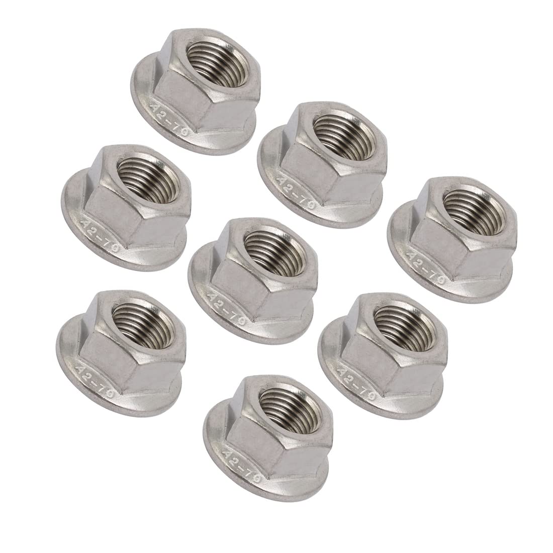 PATIKIL M12 x 1.25 mm Metric Pitch Wire Fine Wire, 8pcs 304 Stainless Steel Hexagonal Flanges Nut
