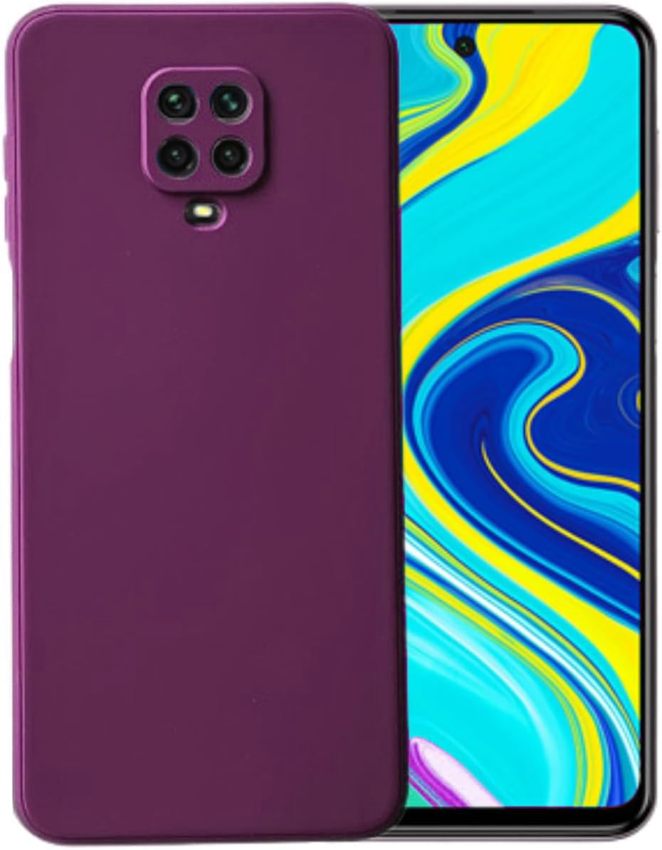 ) Back Cover Case Compatible with Redmi Note 9 Pro/9 Pro Max/9S Soft Silicone Gel Rubber Shockproof Matte Finish Inner Cloth Lining with Camera Protection (Purple)