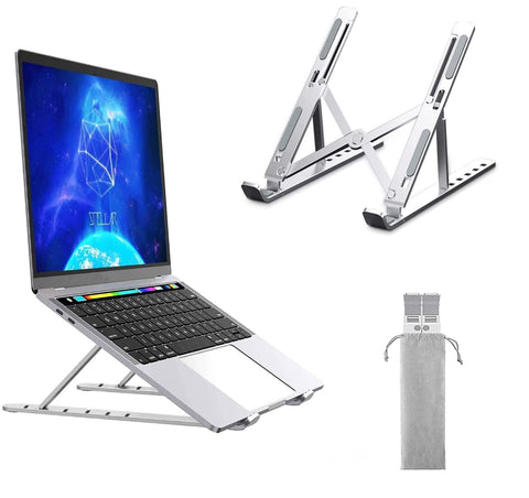 Foldable Aluminum Laptop Stand for Desk Bed Table, Ergonomic Multiple Portable Adjustable Notebook Computer Laptop Holder for Home Office, Desktop Tablet PC Lifting Cooling N3 Bracket.(Sliver)