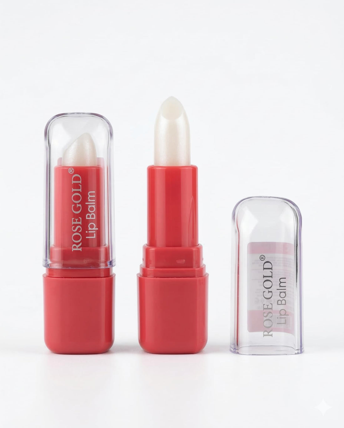 Rose Gold Shimmer Magic Color Lip Balm, Moisturizing Lip Care with Clear Cap