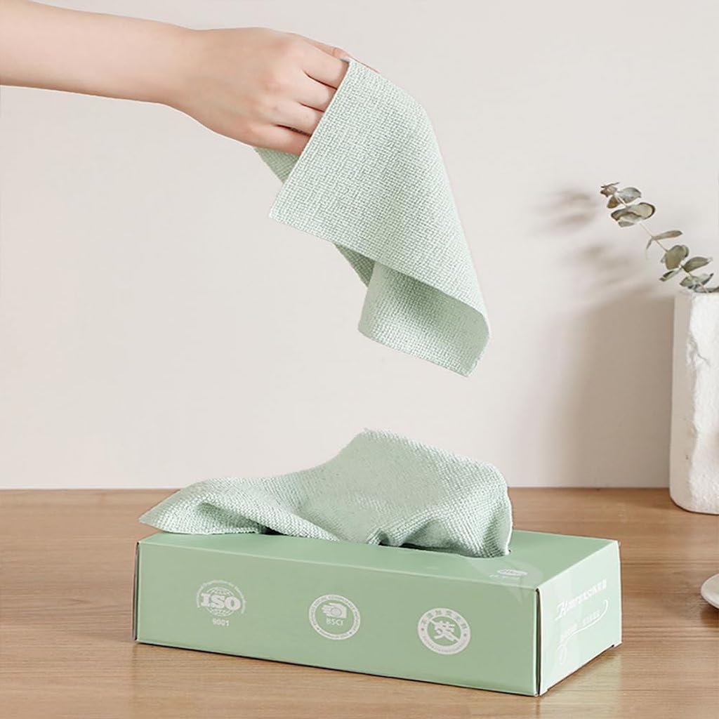 ECVV Microfiber Cleaning Cloth Rags in A Box (20 Count) -7.9" x 7.9" Reusable Wipes for Cleaning - Edgeless Terry Towels, Small Cleaning Cloths for Home, Kitchen and Car (Random Color)