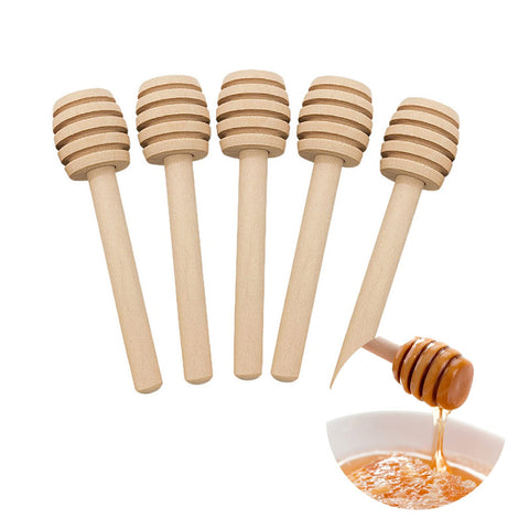 5 Pcs Mini Portable Wooden Honey Spoon Stick for Honey Jar Mixing Stick (8cm x 2cm)