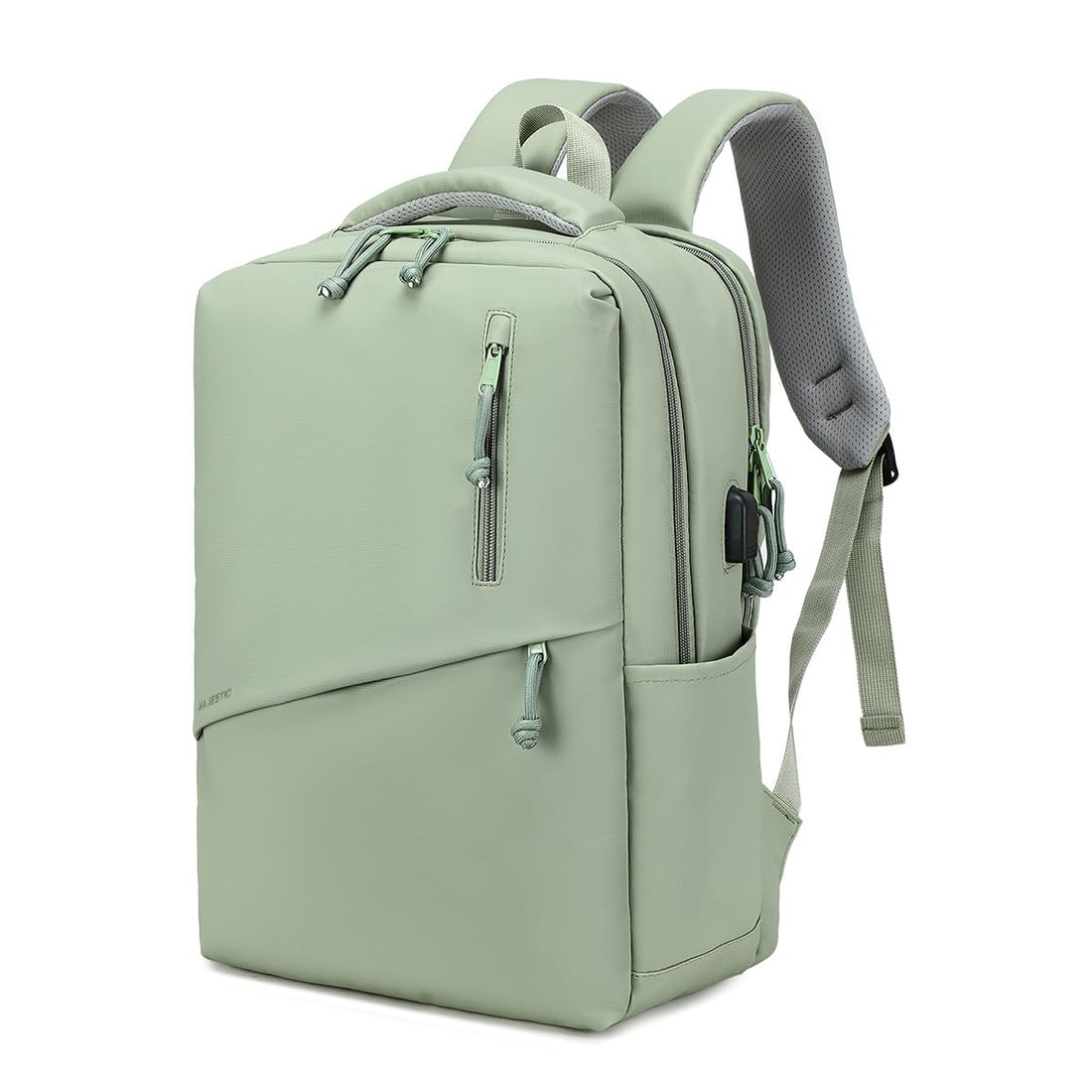 MAJESTIC Laptop Backpack for Women, 15.6-inch College School Backpack (19.3L) with USB Charging Port, Water-Resistant Travel Commuter Daypack - mint green - MAJ816