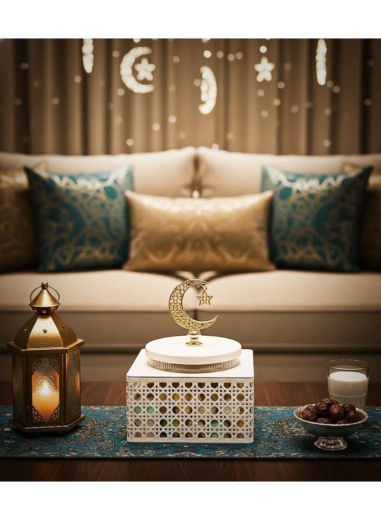 Tamara Ramadan dessert serving dish, beige with crescent moon.