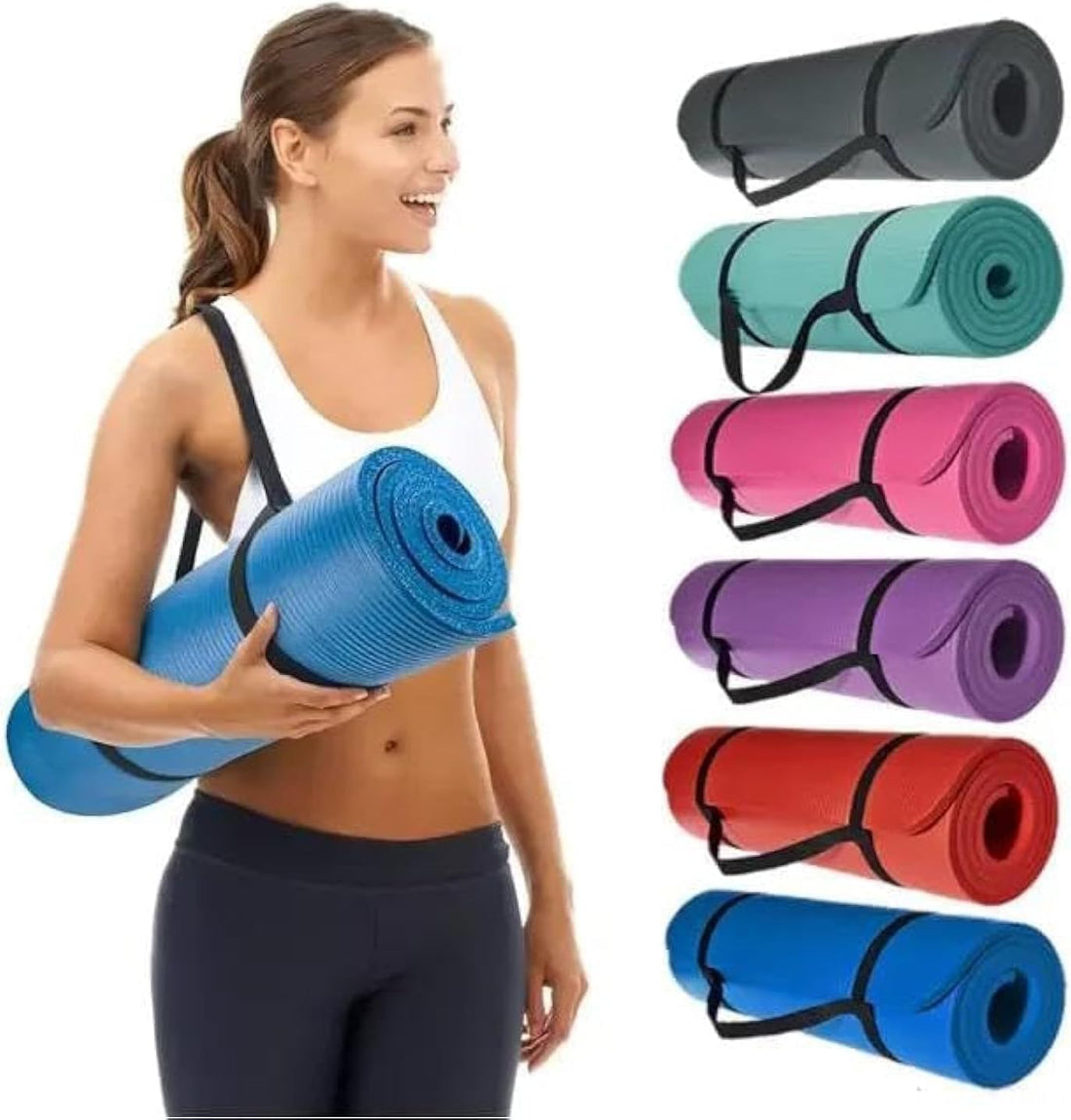 TRUE FIT® ULTIMATE Premium Yoga Mat with Carrying Bag - 10mm Thick Non-Slip Yoga Mat - Ideal for High-Intensity Interval Workouts, Pilates, Yoga and Many Other Home Workouts (Pink+Bag)