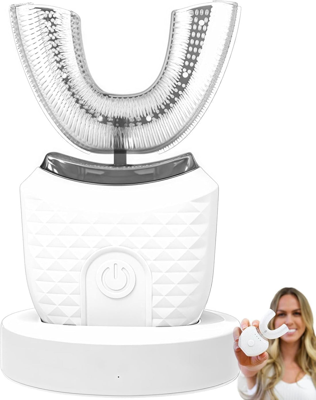 Ultrasonic Electric Toothbrush, U Shaped Automatic Toothbrush for Adults 360 Full Mouth Whitening Waterproof