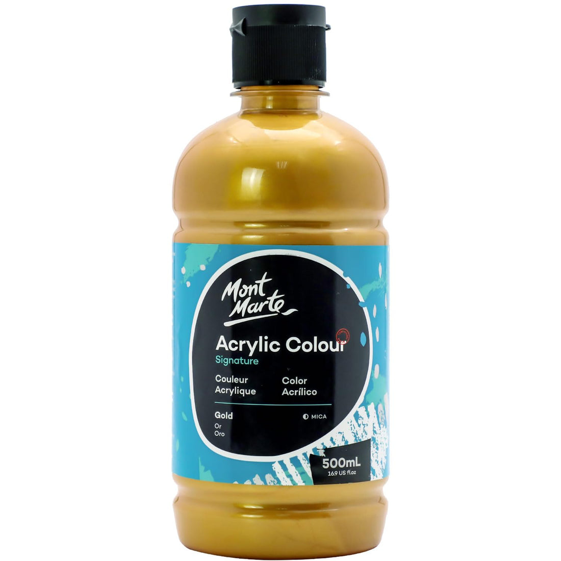 Mont Marte Gold Acrylic Paint Set 16.9 oz (500 ml), Ideal for Canvas, Wood, Fabric, Leather, Cardboard, MDF, and Crafts