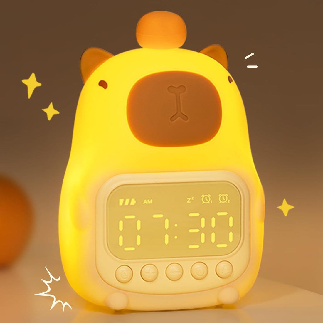 MASHI Capybara Alarm Clock with Night Light, Digital Alarm Clock for Kids, Cute Capybara Night Light, Snooze, Adjustable Brightness, Gift for Kids, Girls, Boys, Teens, Decoration