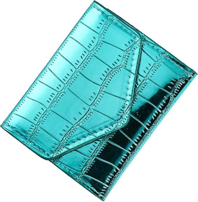 ZonShop Luxury Women Wallet Crocodile Design Credit Card Holder Cash Purse Stylish Small Pocket Wallet for Women Girls Multipurpose ID Card ATM Card Case (Turquoise)