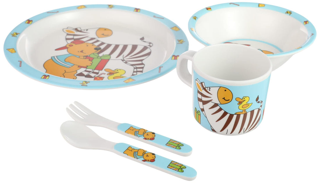 Orist 6223004 620041 100% melamine 5 pieces kids dinner set zebra with bear design