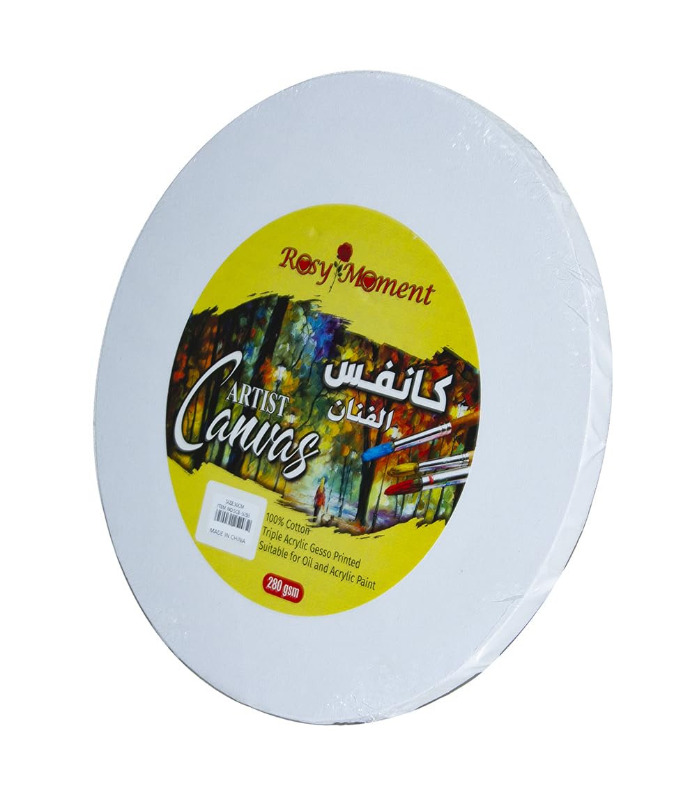 Round Blank Canvas 30Cm White - 100% Cotton Artist Canvas Boards For Painting, Acrylic Pouring, Oil, Water Color Paint Dry & Wet Art Media