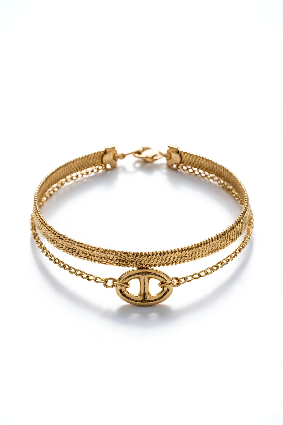 Anklet - Elegant double-layered boho summer beach foot jewelry for women, stylish metallic chain accessory perfect for casual outings and vacation wear.