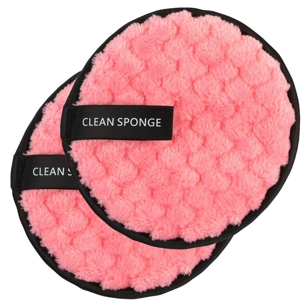 Face Cleansing Reusable Sponge Puff Makeup Washing Pad Deep Cleansing & Exfoliating Double Layer Reusable Removal Wipes Sponge For Women's Pack Of 2