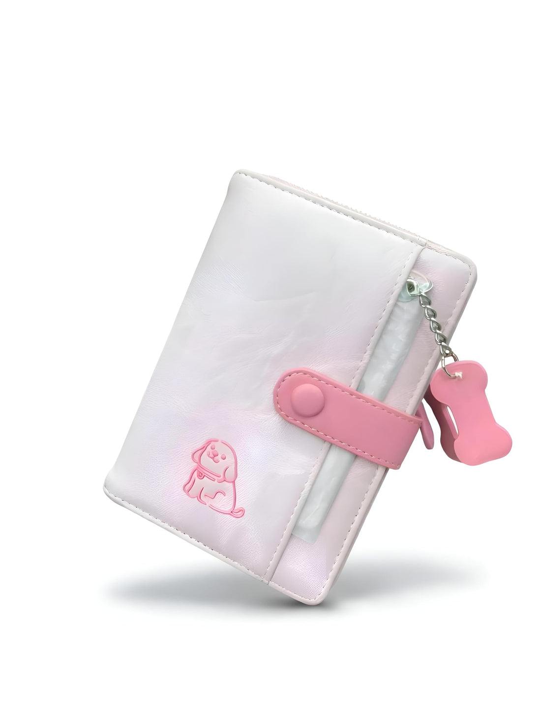 Keychain Bone Accessory Cute Dog Embossed PU Leather Wallet with Strong Snap Closure Mechanism, Select from Multiple Trendy Colours to Match Your Style (COULAR 2)