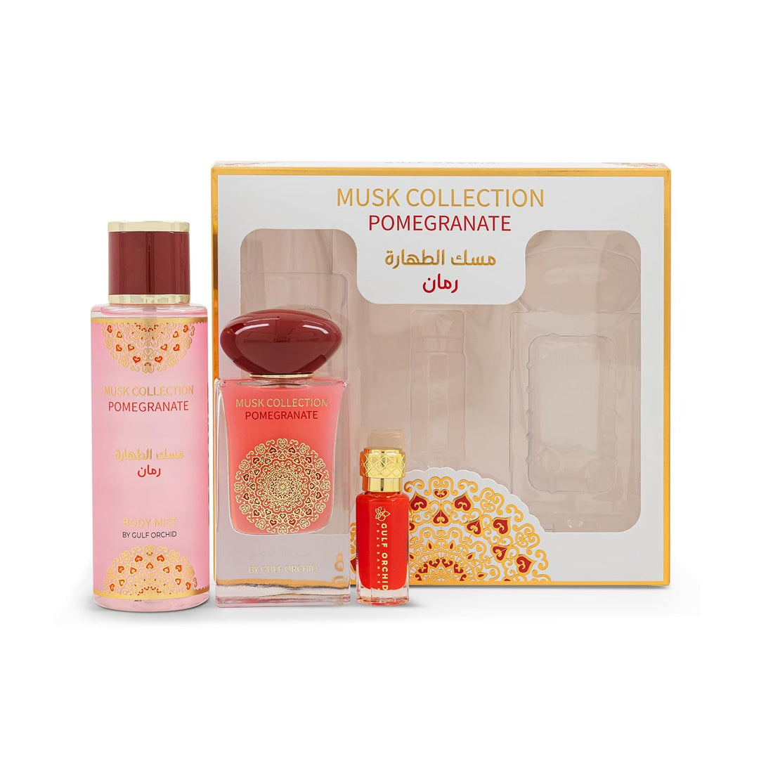 Gulf Orchid Musk Collection Pomegranate Perfume Gift Set - Body Mist 250Ml, Concentrated Perfume Oil
