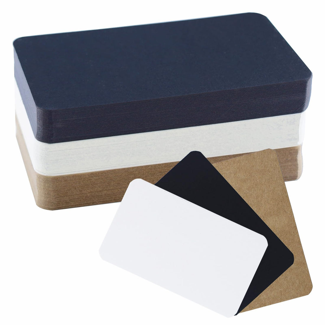 Pack of 180 Blank Kraft Paper Cards, 9 x 5.2 cm Index Cards, Blank Paper Cards, Black/White/Brown Business Cards, Paper, Kraft Paper, Message Cards, Postcard for DIY School, Office, Vocabulary