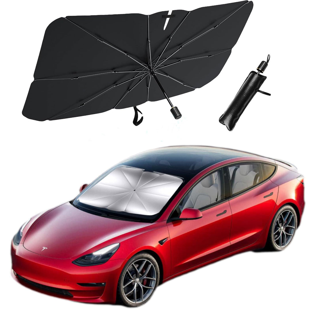 Car Windshield Sun Shade Umbrella-Foldable Car Window Shades Front Windshield Sun Shade for Car Windshield Fit Most Vehicles Car Accessories for UV Ray Block & Sun Heat Protection (55" x 31")
