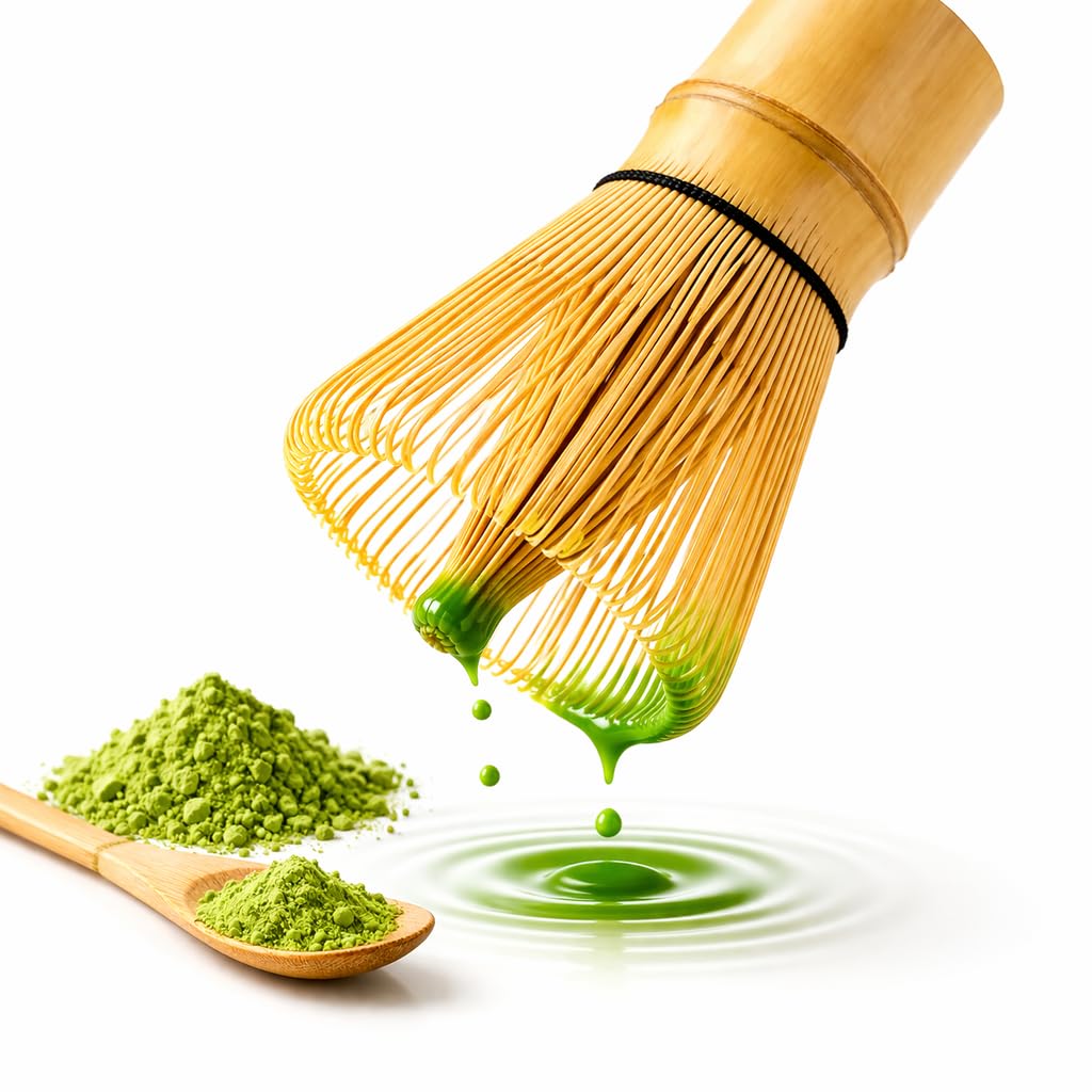 OVA Matcha Whisk Set with Bamboo Chasen & Teaspoon – Traditional Matcha Tea Tools for Smooth Frothy Matcha, Natural Bamboo Whisk Kit for Home Tea Ceremony, Easy Mixing Matcha Accessories